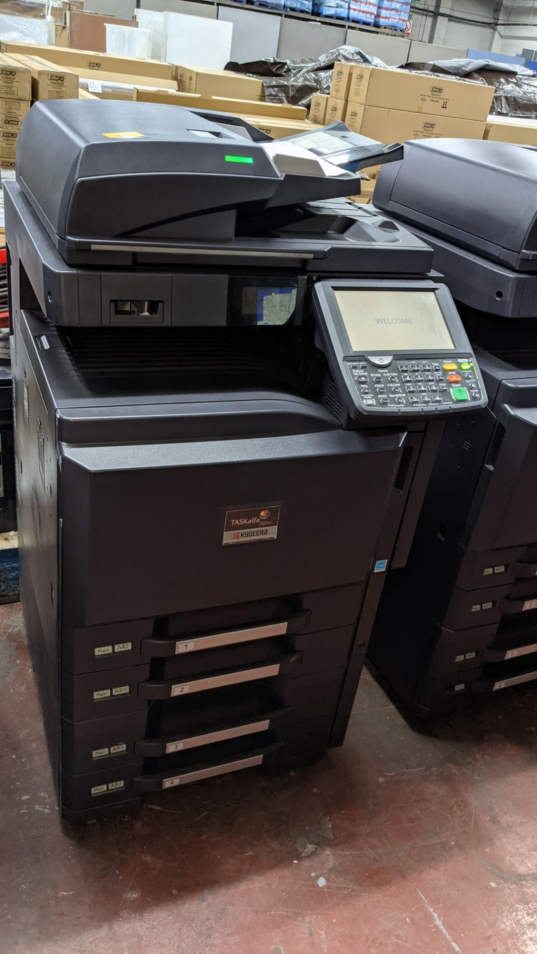 Kyocera Taskalfa 3551ci floor standing copier with 4 paper cassettes, ADF, manual document feed, etc - Image 3 of 11