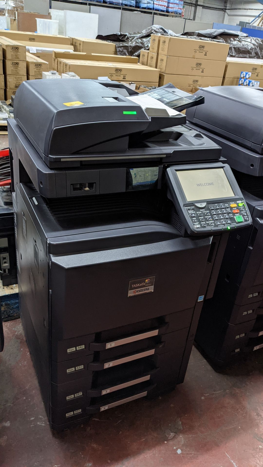 Kyocera Taskalfa 3551ci floor standing copier with 4 paper cassettes, ADF, manual document feed, etc - Image 2 of 11