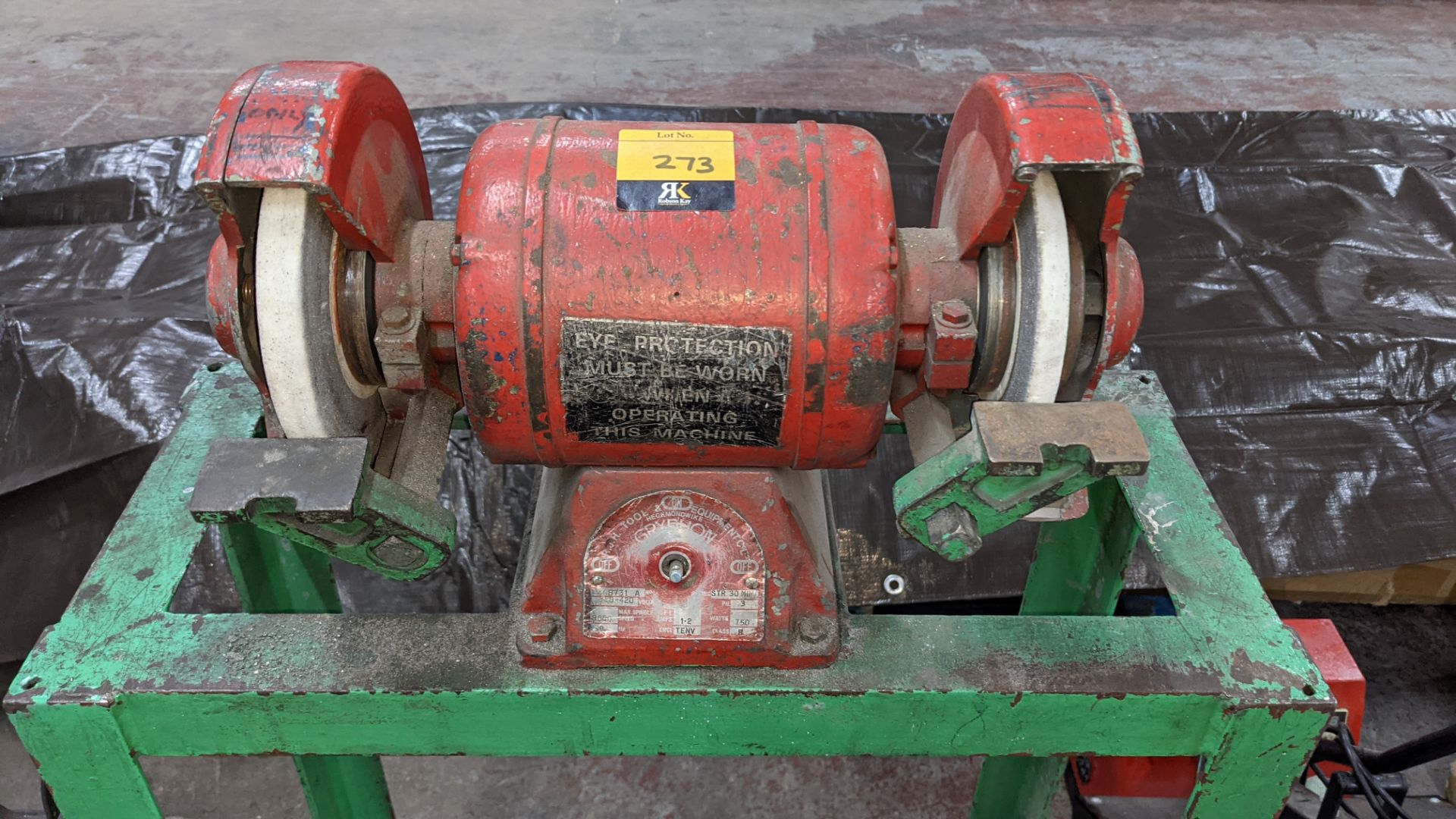 Floor standing twin grinding wheels on dedicated stand - Image 4 of 7