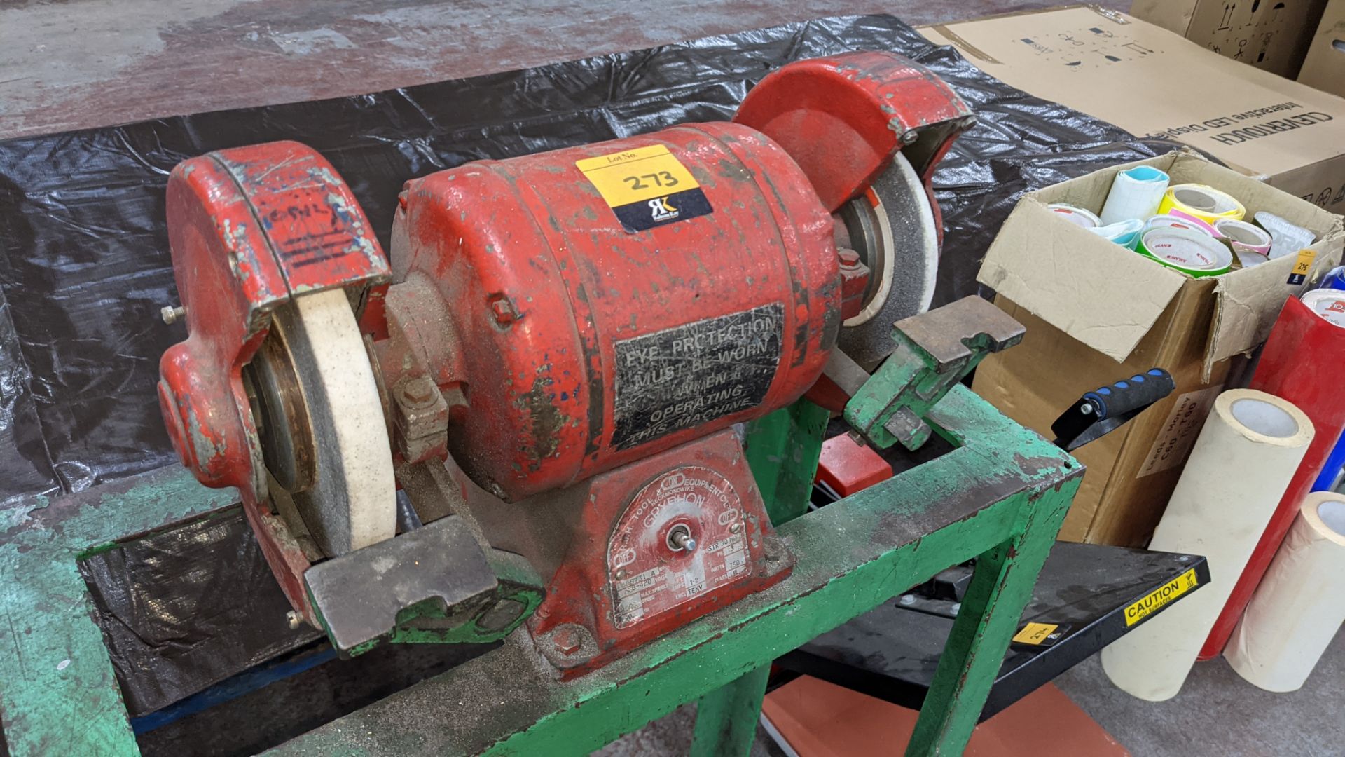 Floor standing twin grinding wheels on dedicated stand - Image 3 of 7