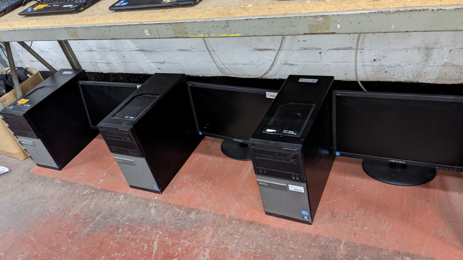 3 off Dell Optiplex assorted tower computers, each with monitor - no cables, keyboards, mice or othe - Image 10 of 10