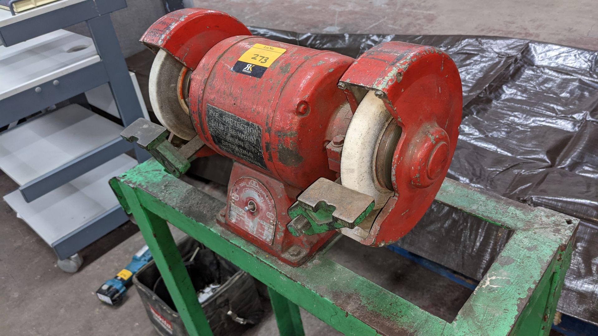 Floor standing twin grinding wheels on dedicated stand - Image 5 of 7