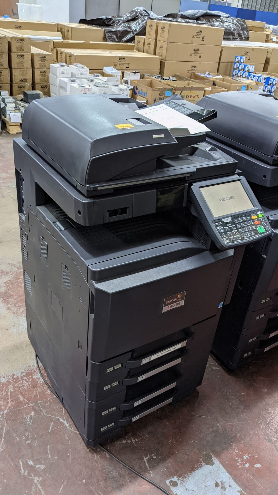 Kyocera Taskalfa 3551ci floor standing copier with 4 paper cassettes, ADF, manual document feed, etc