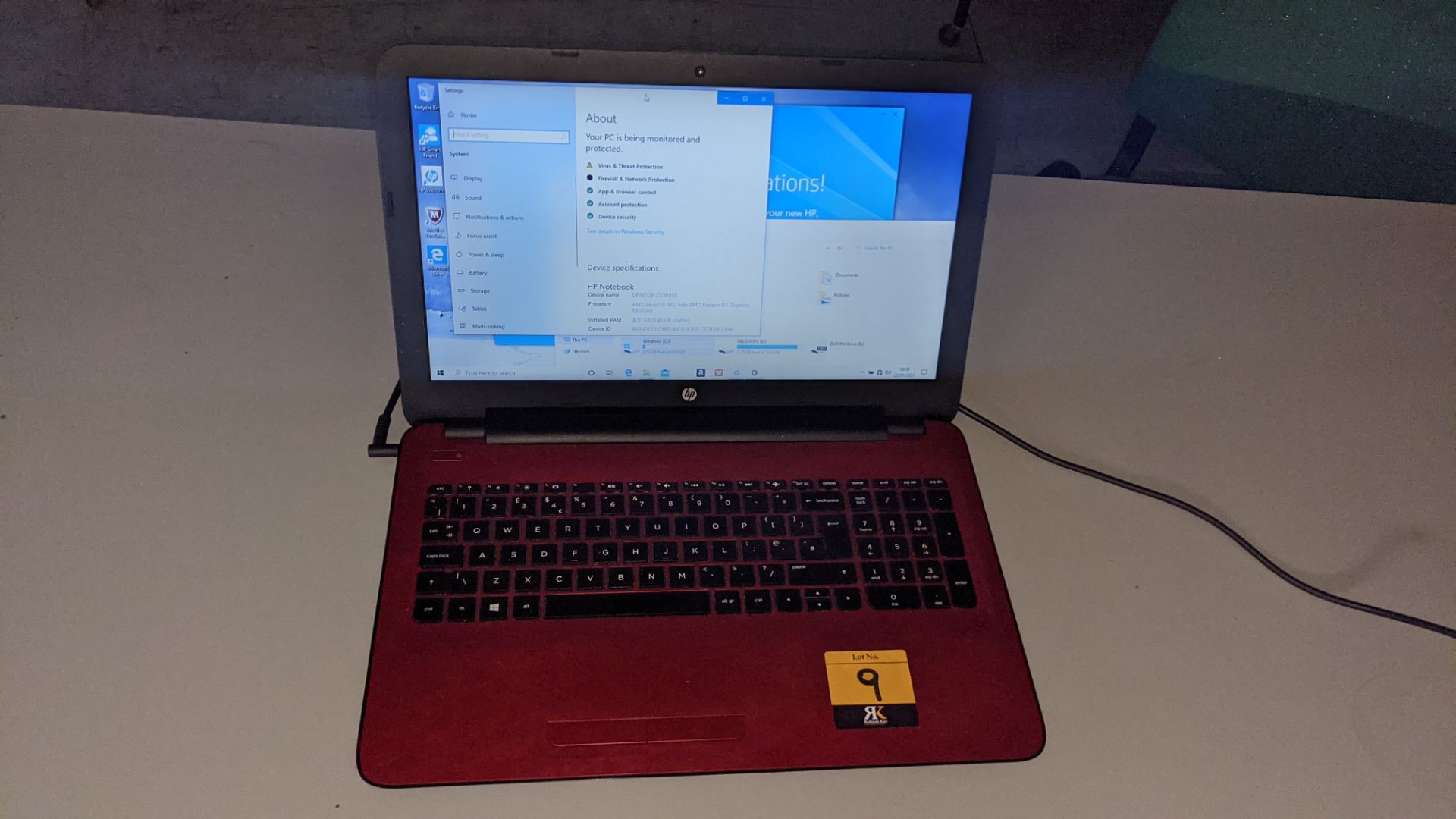 HP AMD A6-6310 APU notebook computer with AMD Radeon R4 graphics, 4Gb RAM, 1Tb HDD including power s - Image 8 of 12