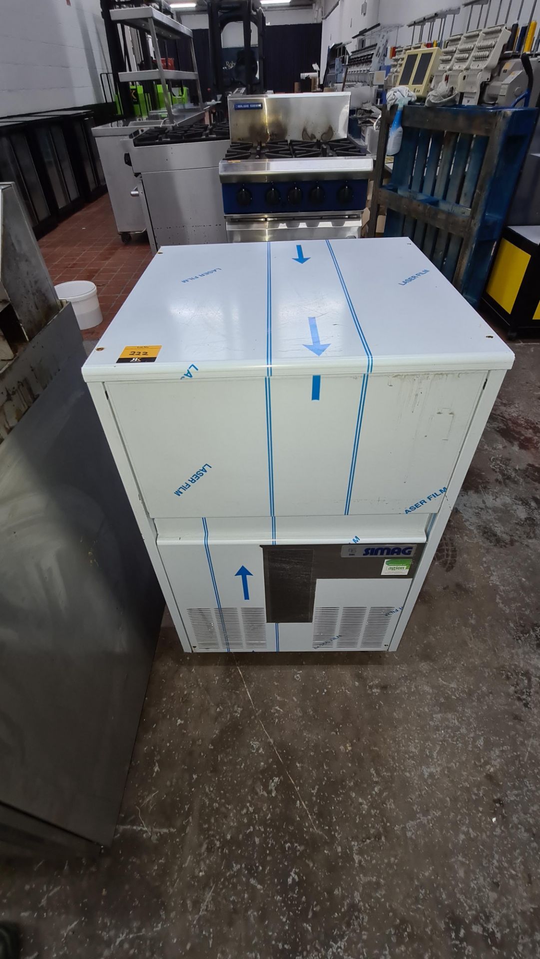 Simag (Scotsman) commercial ice machine model SMI80AS - this lot is still in its original protective