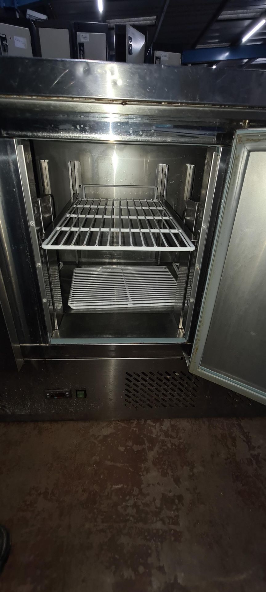 Stainless steel refrigerated prep cabinet with saladette unit above & 3 doors below - Image 6 of 9