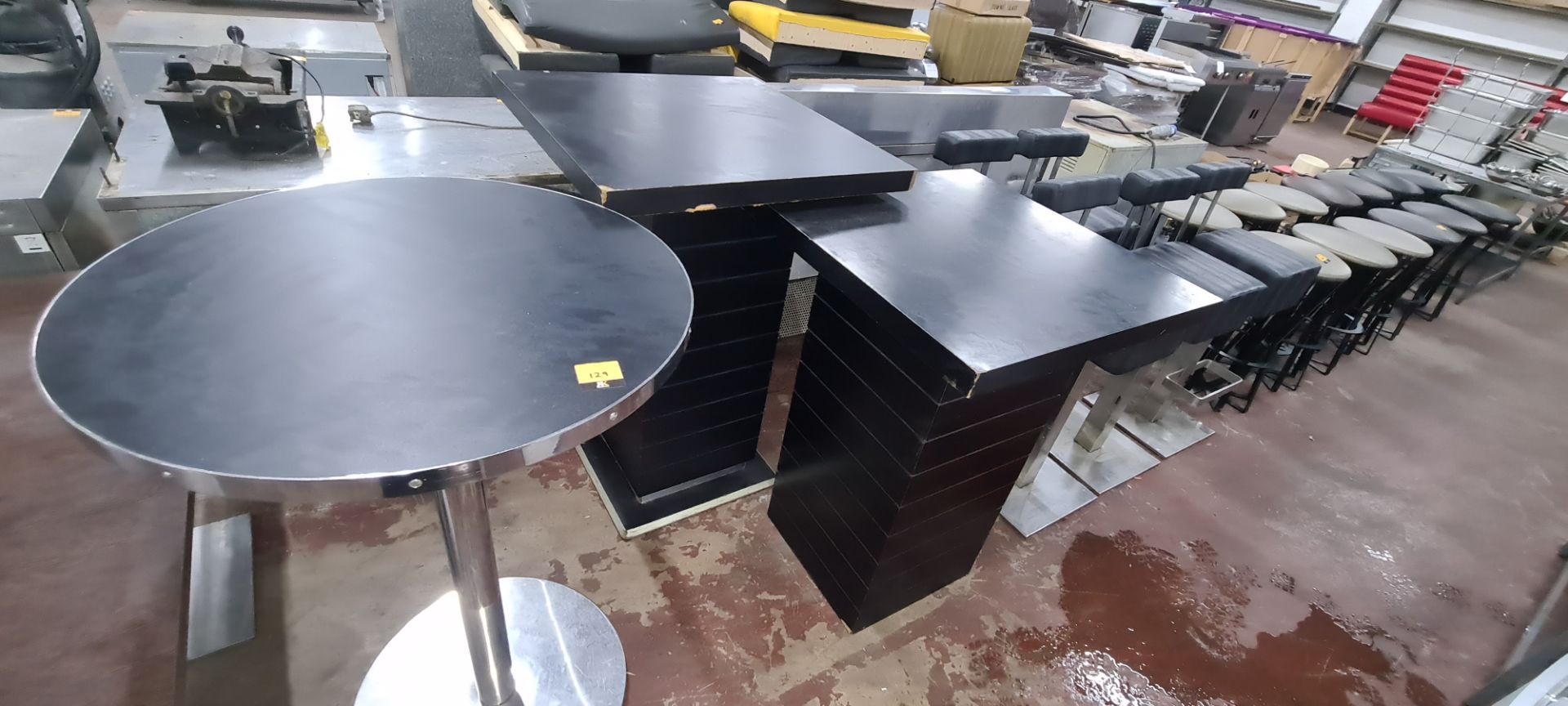 3 off assorted tall bar tables plus 5 off black & silver bar stools - Image 6 of 11