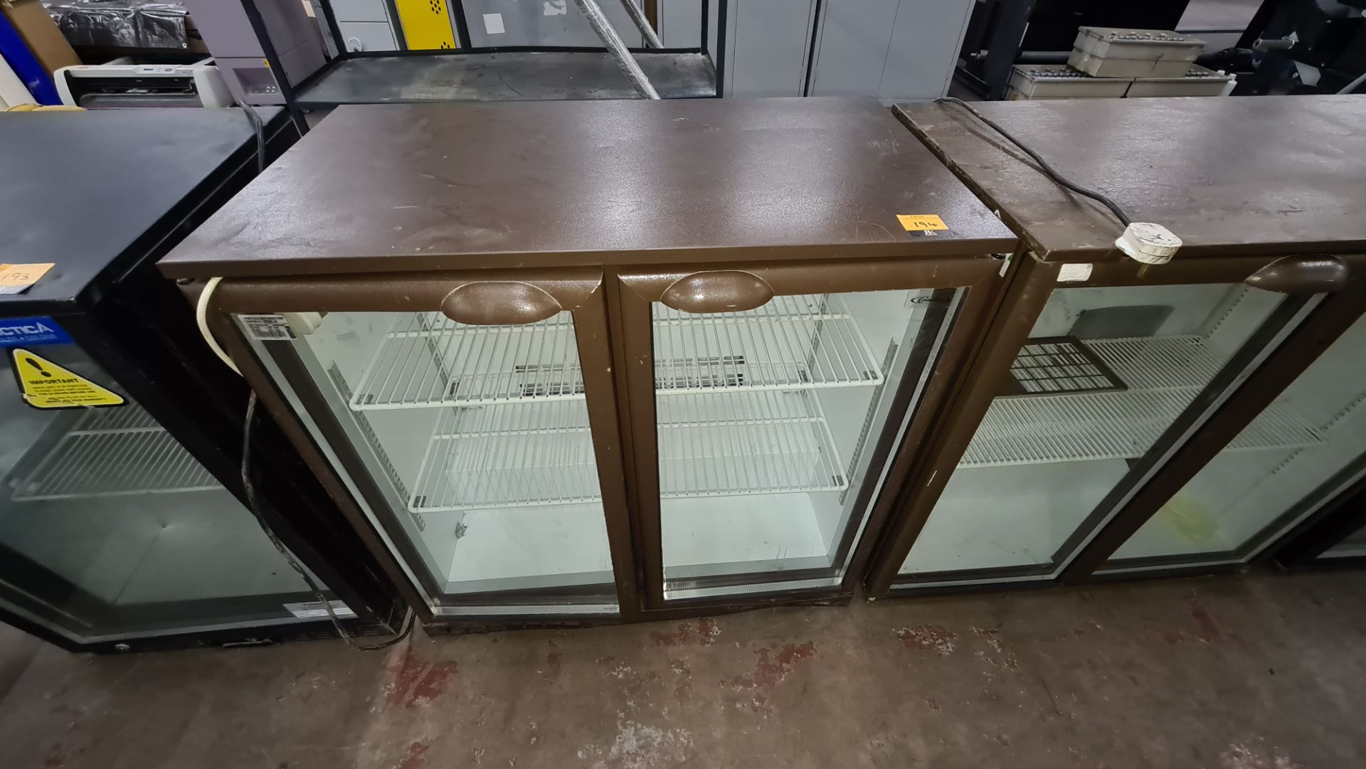 Brown Cornelius twin clear door back bar/bottle fridge