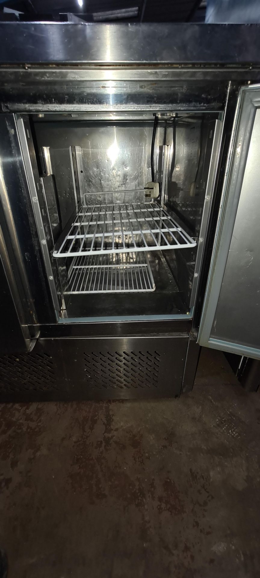 Stainless steel refrigerated prep cabinet with saladette unit above & 3 doors below - Image 7 of 9