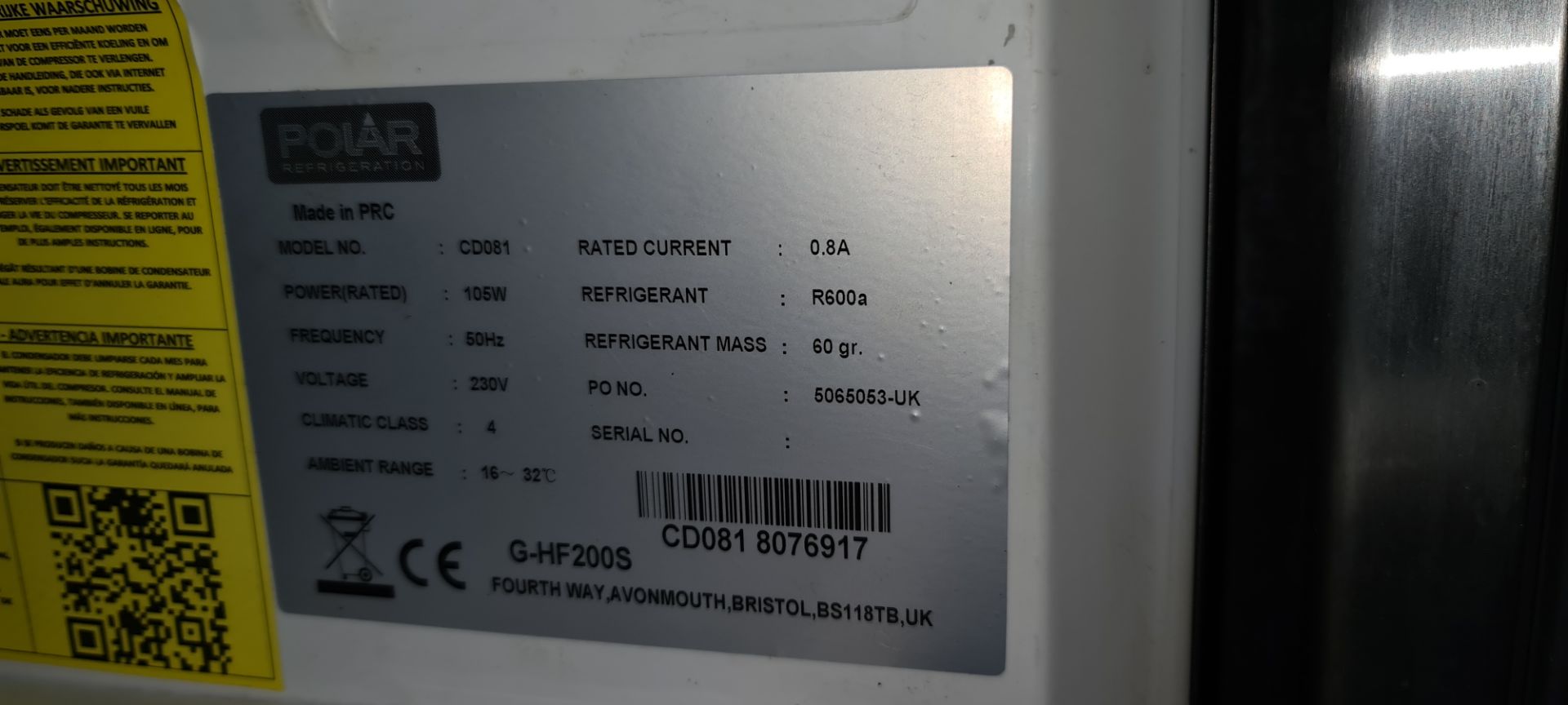 Polar Refrigeration model CD081 140 litre under counter freezer - Image 5 of 5