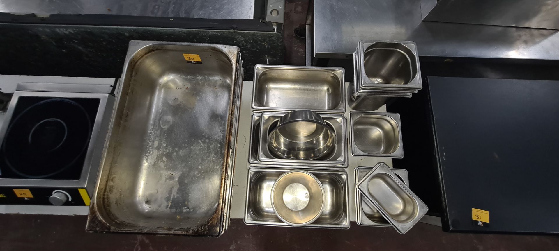 Quantity of assorted stainless steel trays & dishes - Image 4 of 4