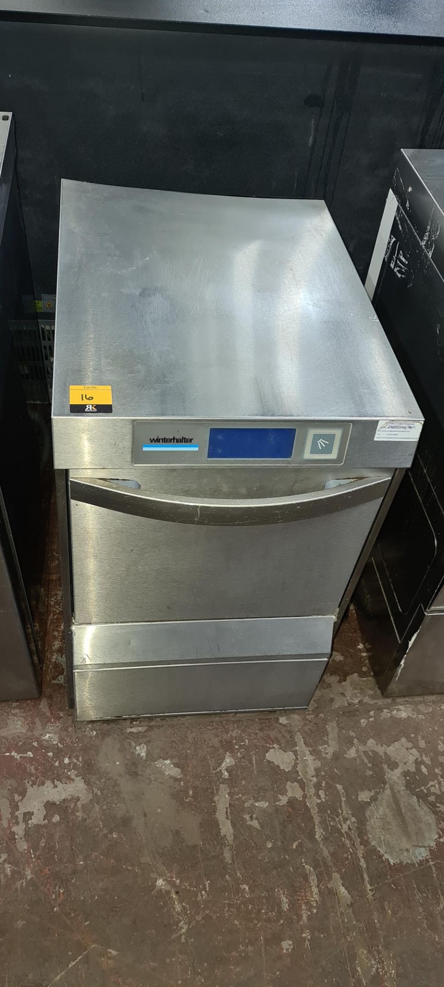 Winterhalter stainless steel glasswasher with touchscreen digital display