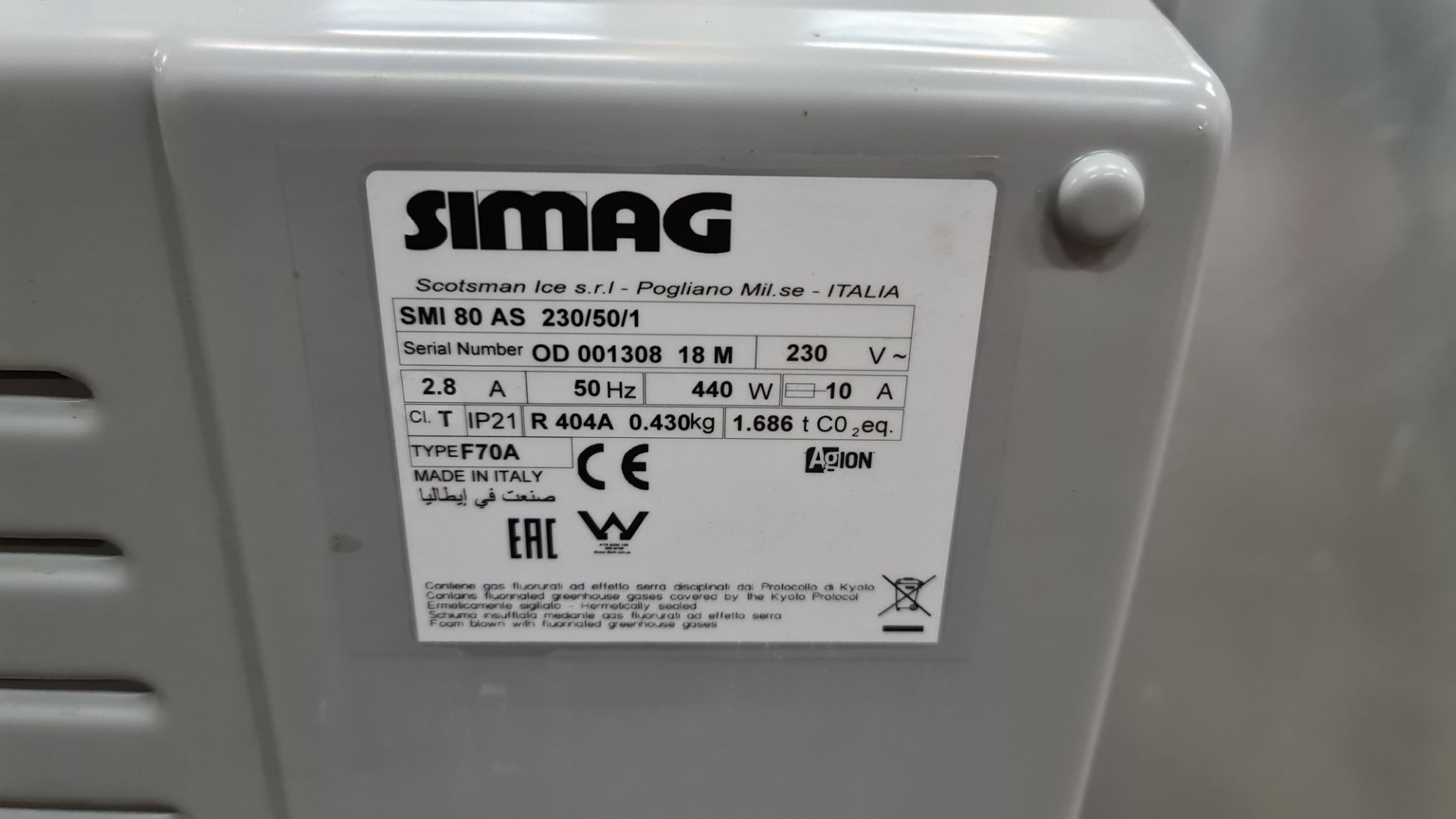 Simag (Scotsman) commercial ice machine model SMI80AS - this lot is still in its original protective - Image 7 of 7