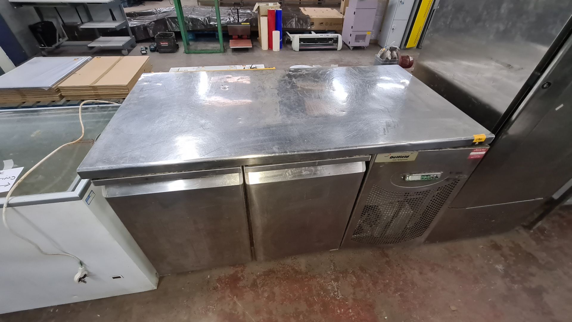 Stainless steel refrigerated prep unit by Delfield/Sadia