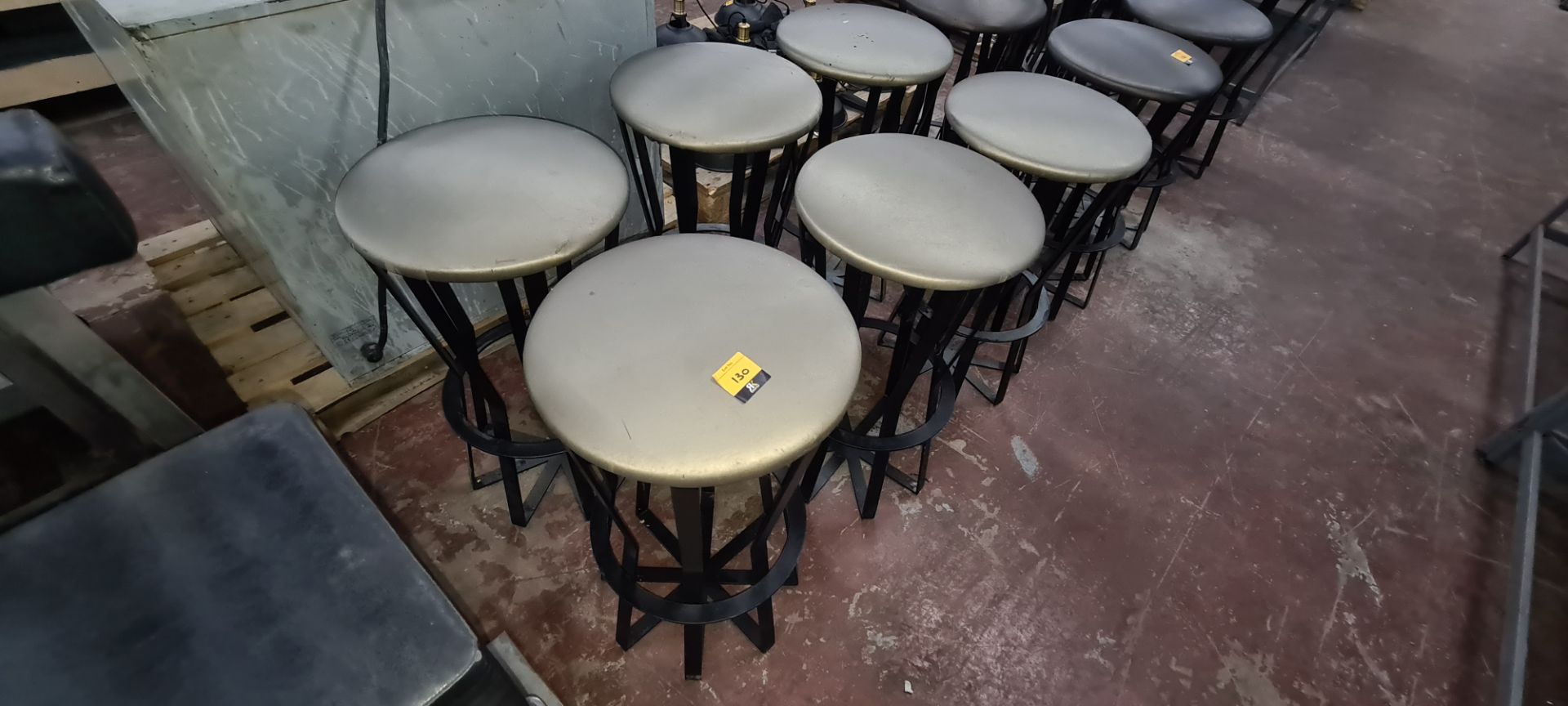 6 off black metal upholstered bar stools - Image 2 of 4
