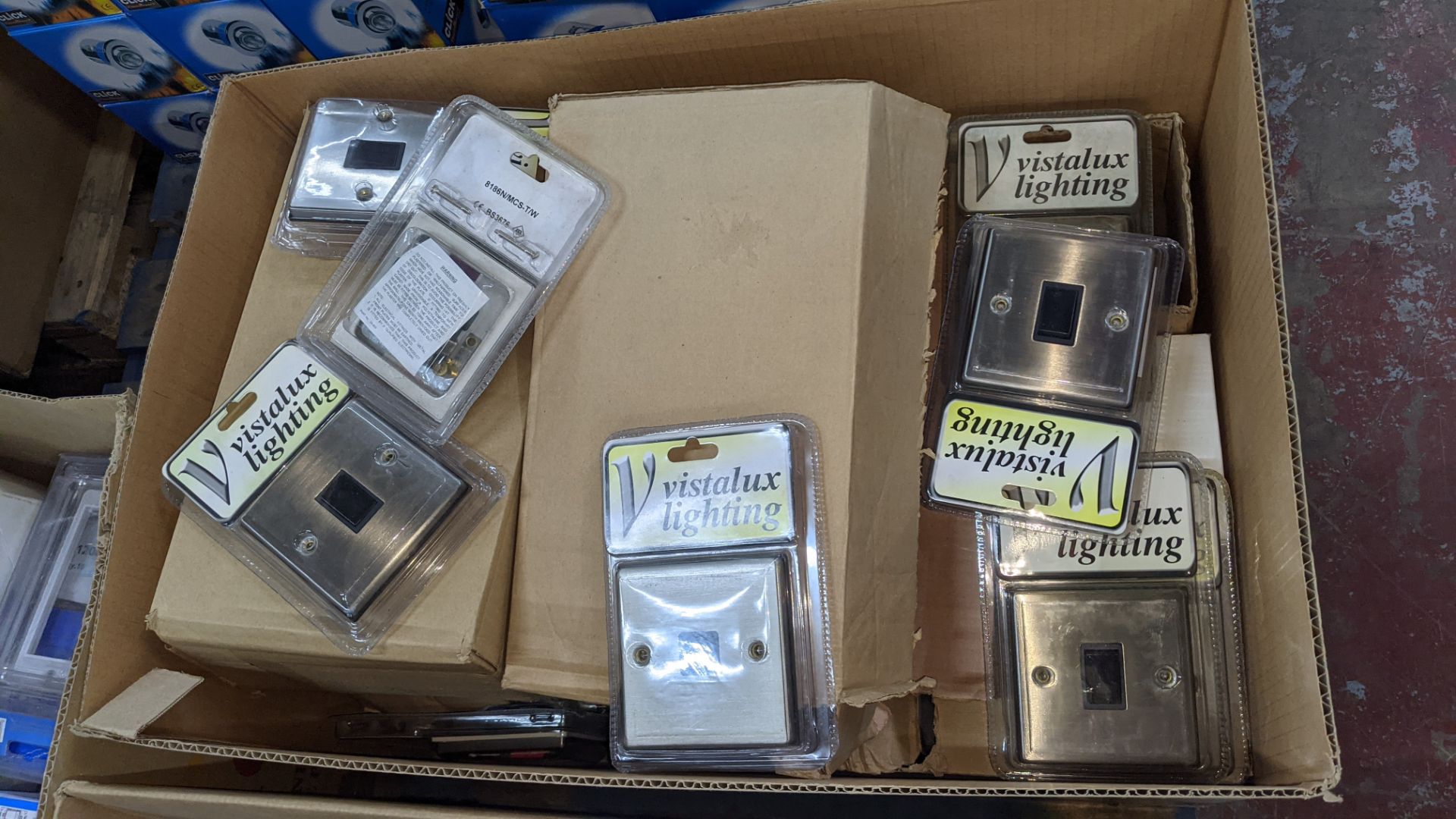 Box of Vistalux Lighting assorted chrome finish sockets & switches - Image 4 of 4