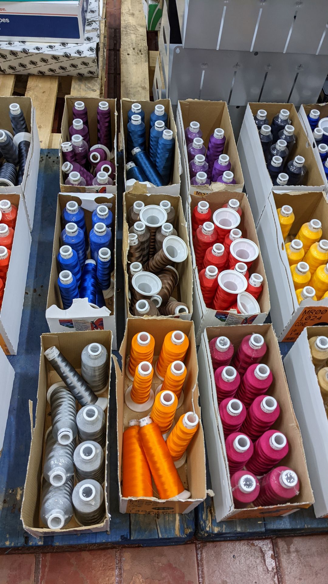 9 cartons of embroidery thread