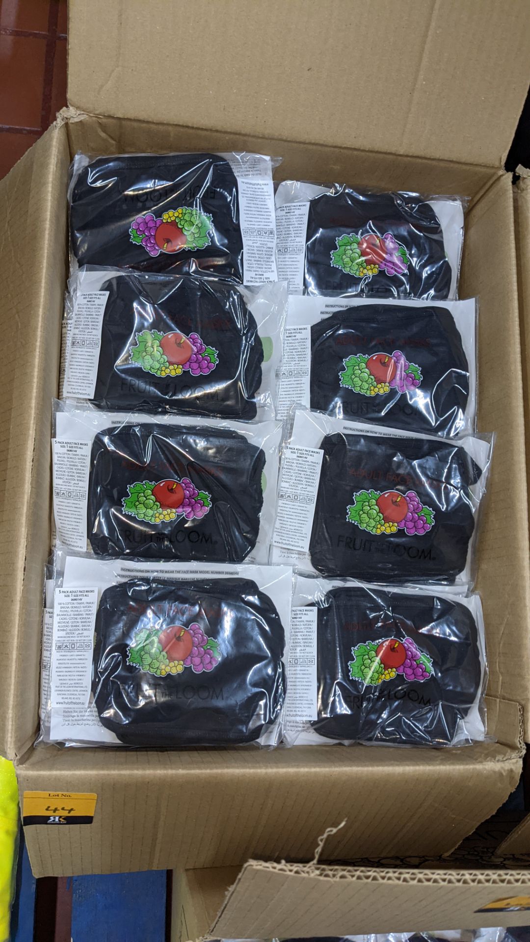 Large box of Fruit of the Loom adult face masks. The masks are 100% cotton, with 5 face masks in a p - Image 2 of 4