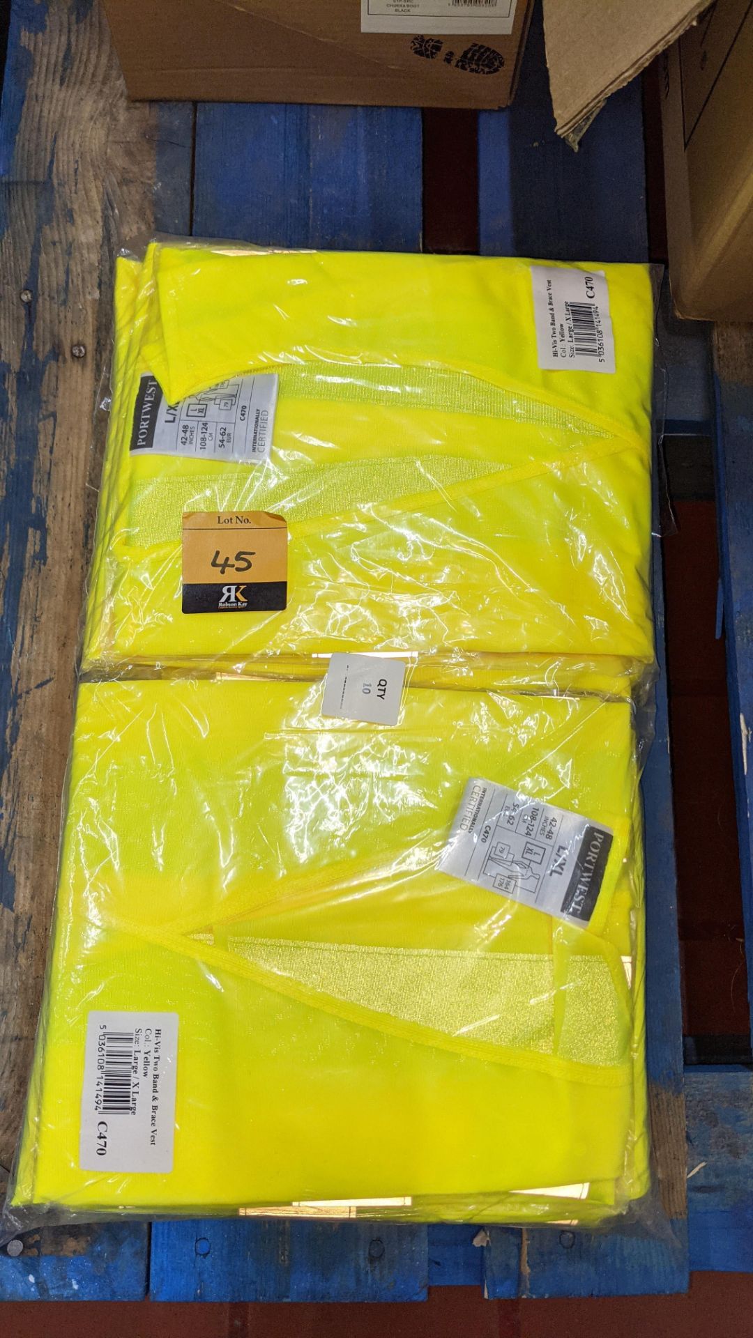 10 off hi-vis two band & brace sets by Portwest, size L/XL