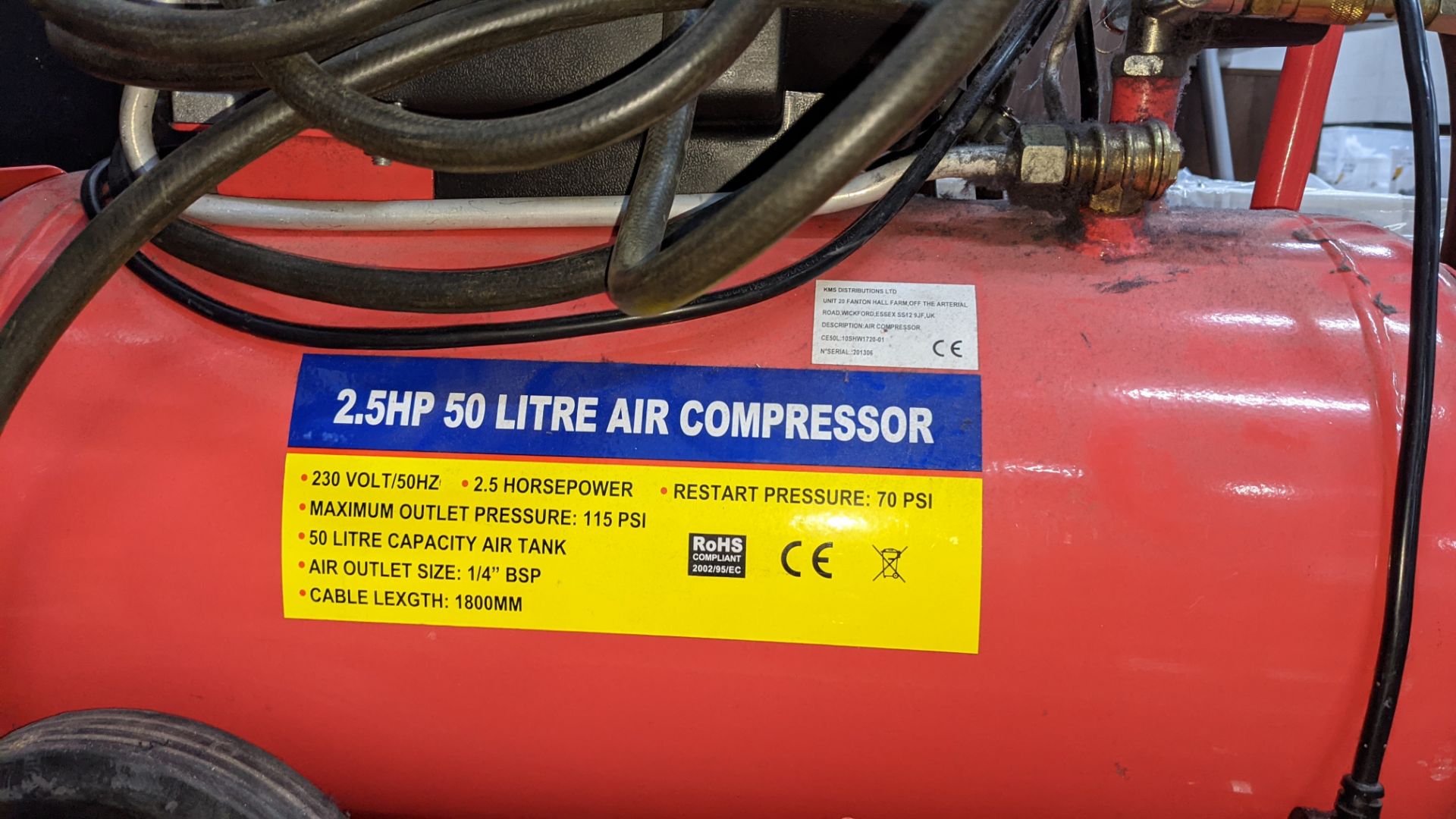 Portable air compressor, 2.5hp, 50 litre - Image 2 of 6