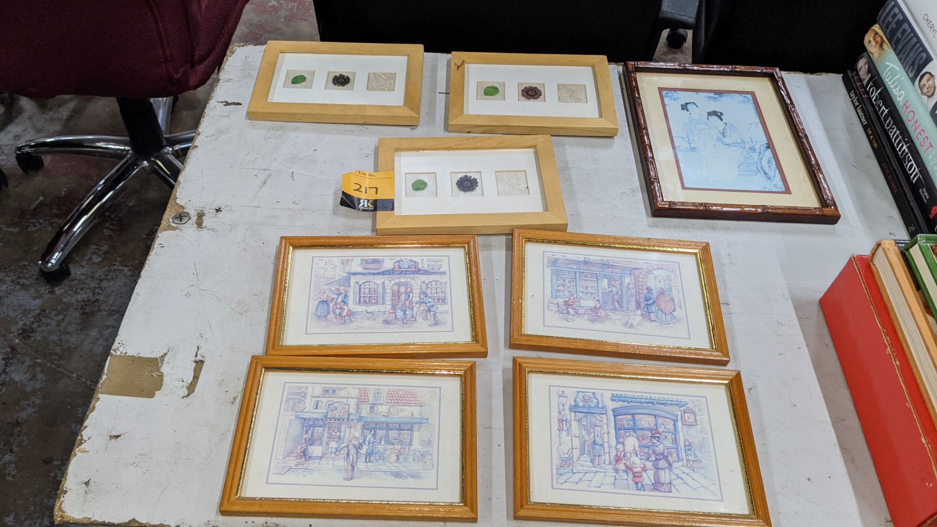 8 off assorted small framed pictures