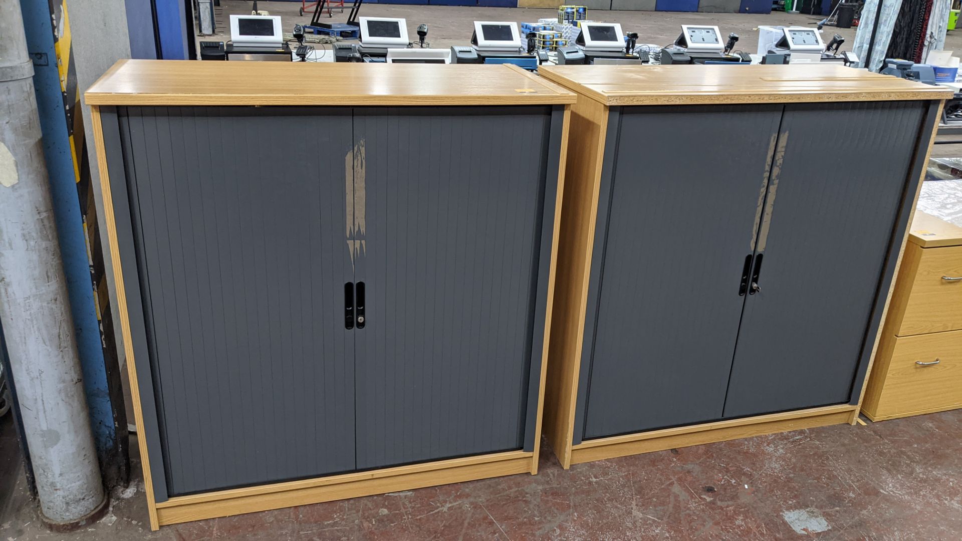 2 off tambour front office cupboards