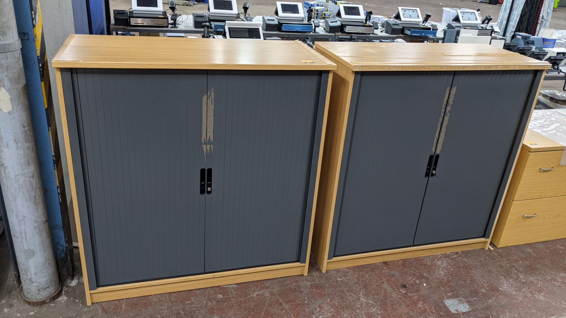 2 off tambour front office cupboards - Image 2 of 9