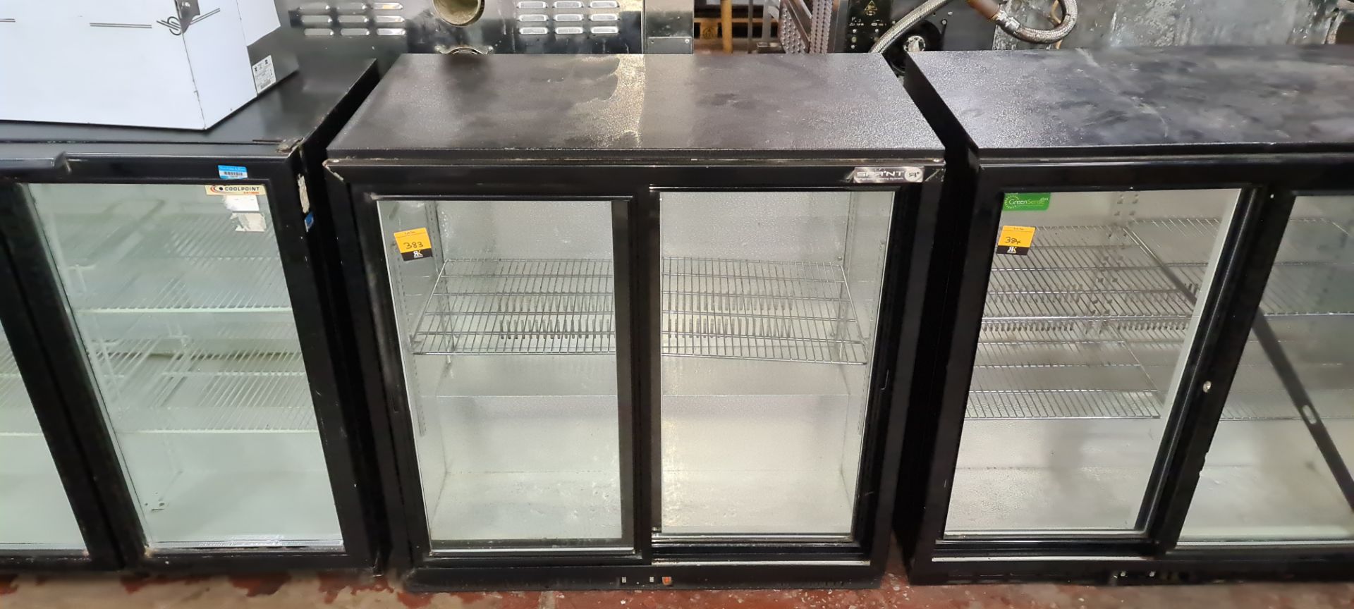 Twin clear sliding door back bar/bottle fridge