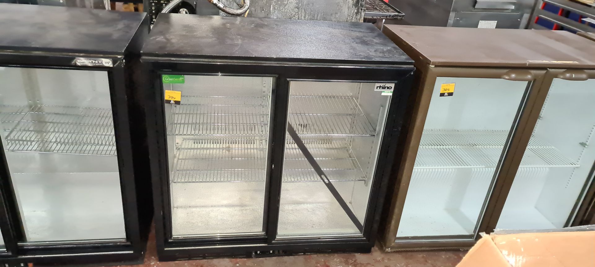 Rhino twin clear sliding door back bar/bottle fridge