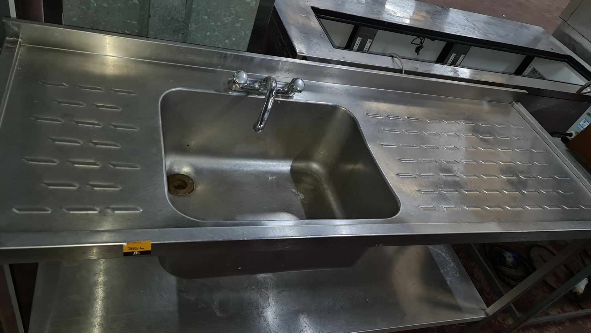 Stainless steel floor standing basin with drainers to both sides plus mixer tap. Max width approxim - Image 2 of 4