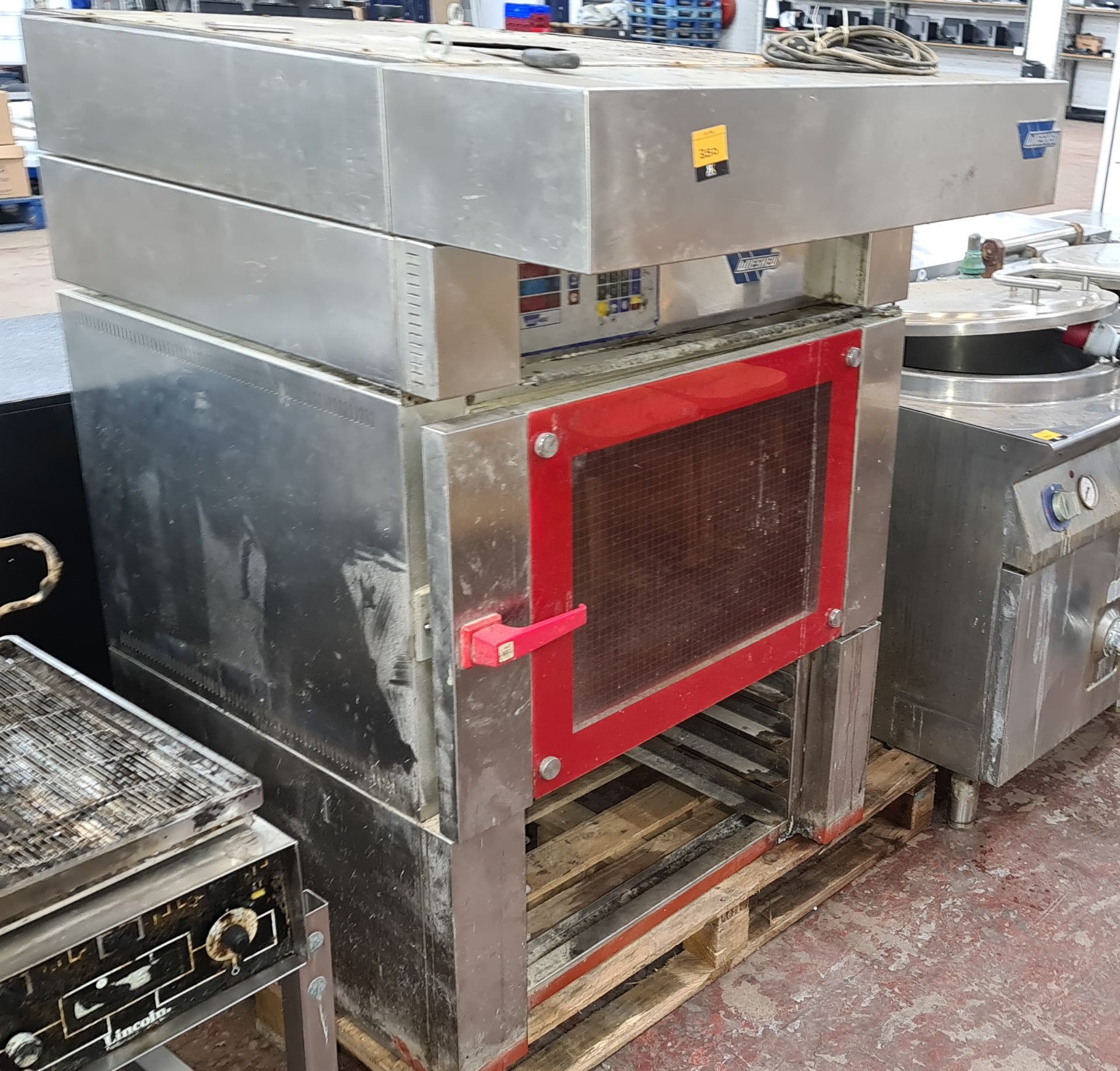 WIESHEU Euromat oven with built-in extraction canopy & tray holding section/stand - Image 8 of 8