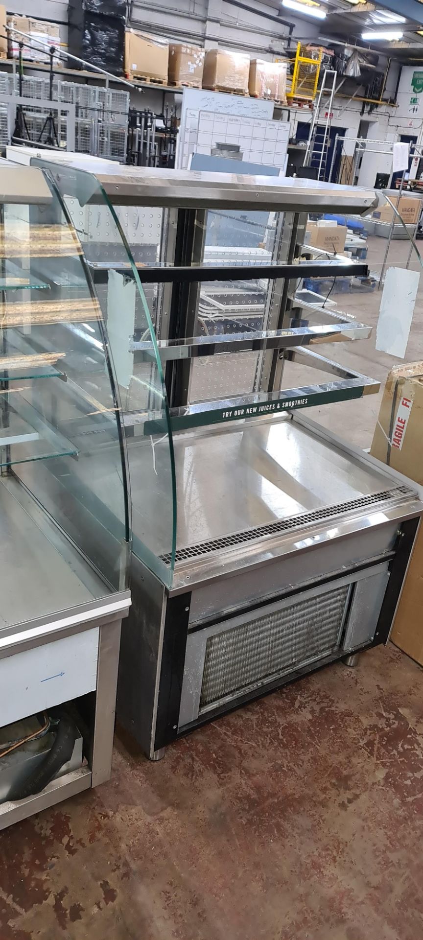 Stainless steel & glass open front refrigerated serving counter - Image 2 of 9