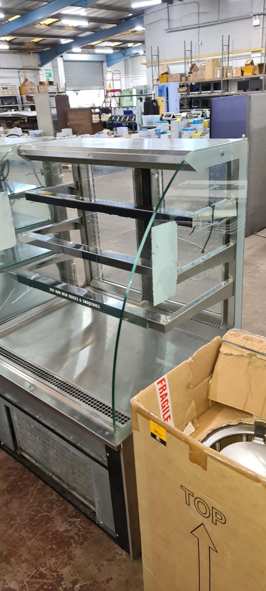 Stainless steel & glass open front refrigerated serving counter - Image 3 of 9