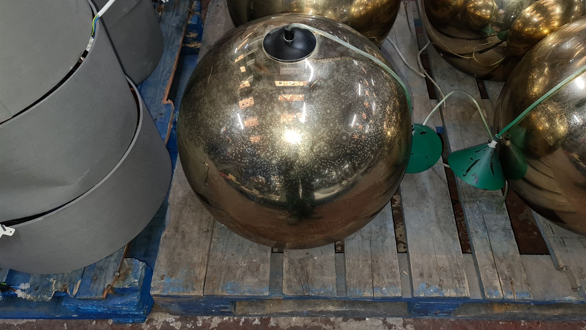 4 large gold globe suspended light fittings, each globe approximately 450mm diameter - Image 2 of 3