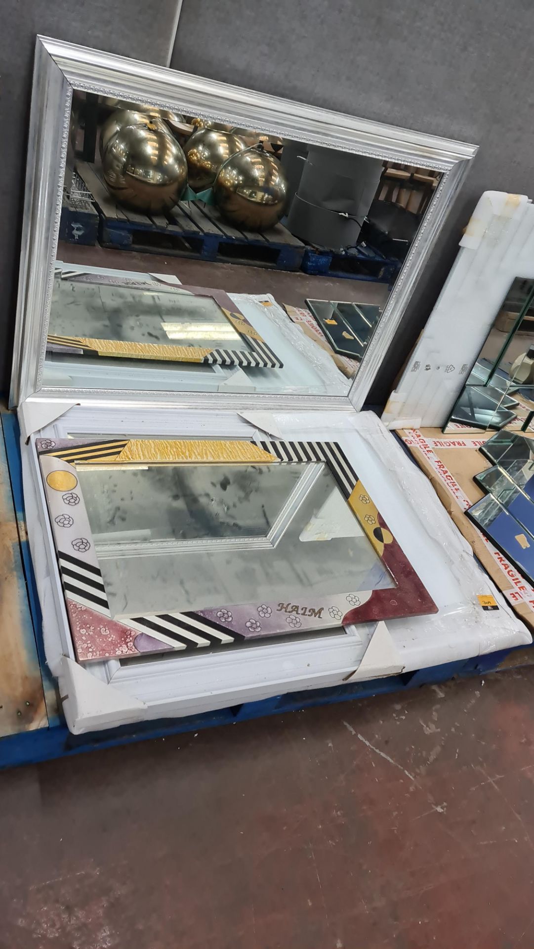 4 assorted large framed mirrors