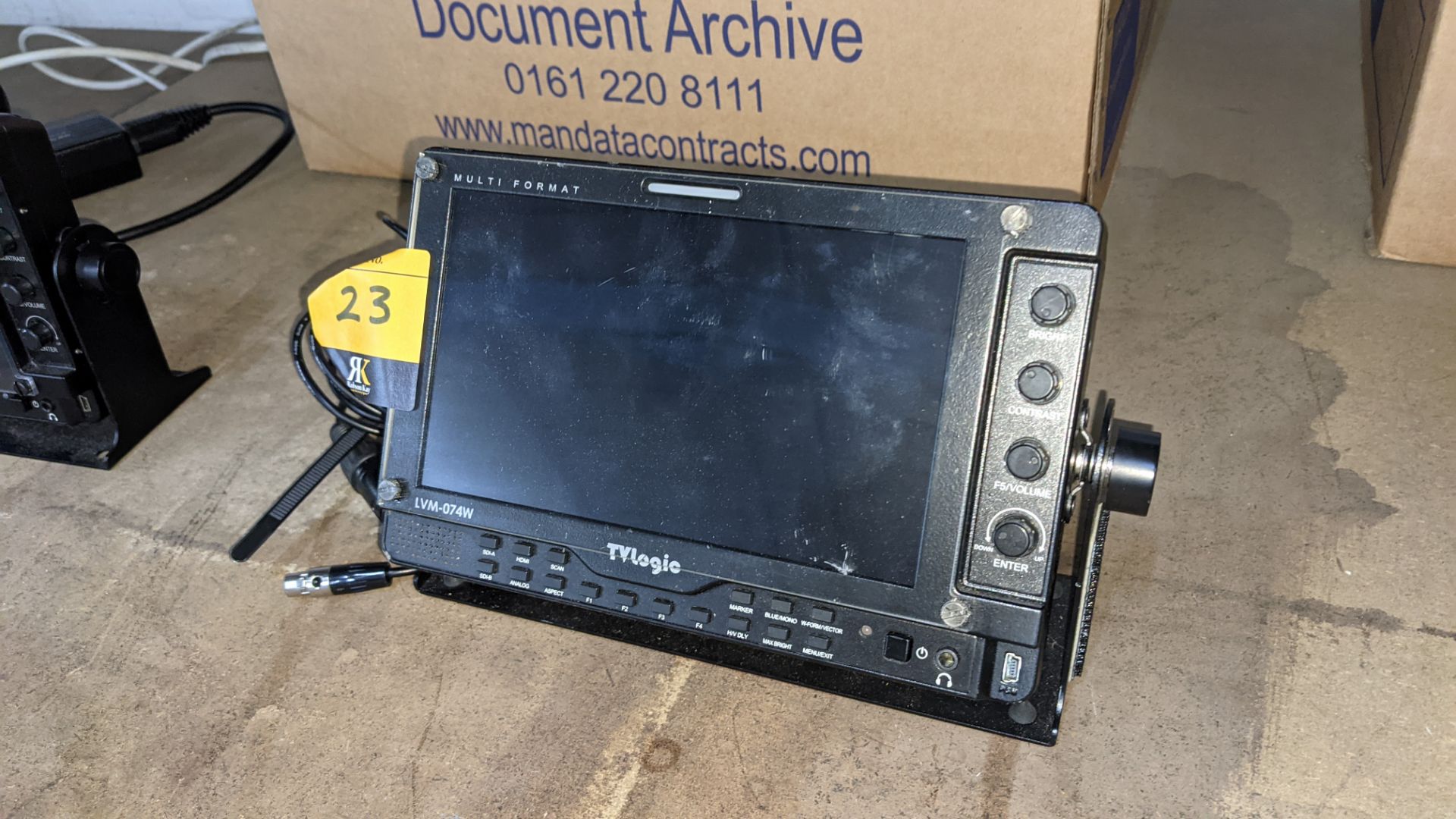 TVLogic multi format LCD monitor model LVM-074W, including hinged bracket - NB No power supply