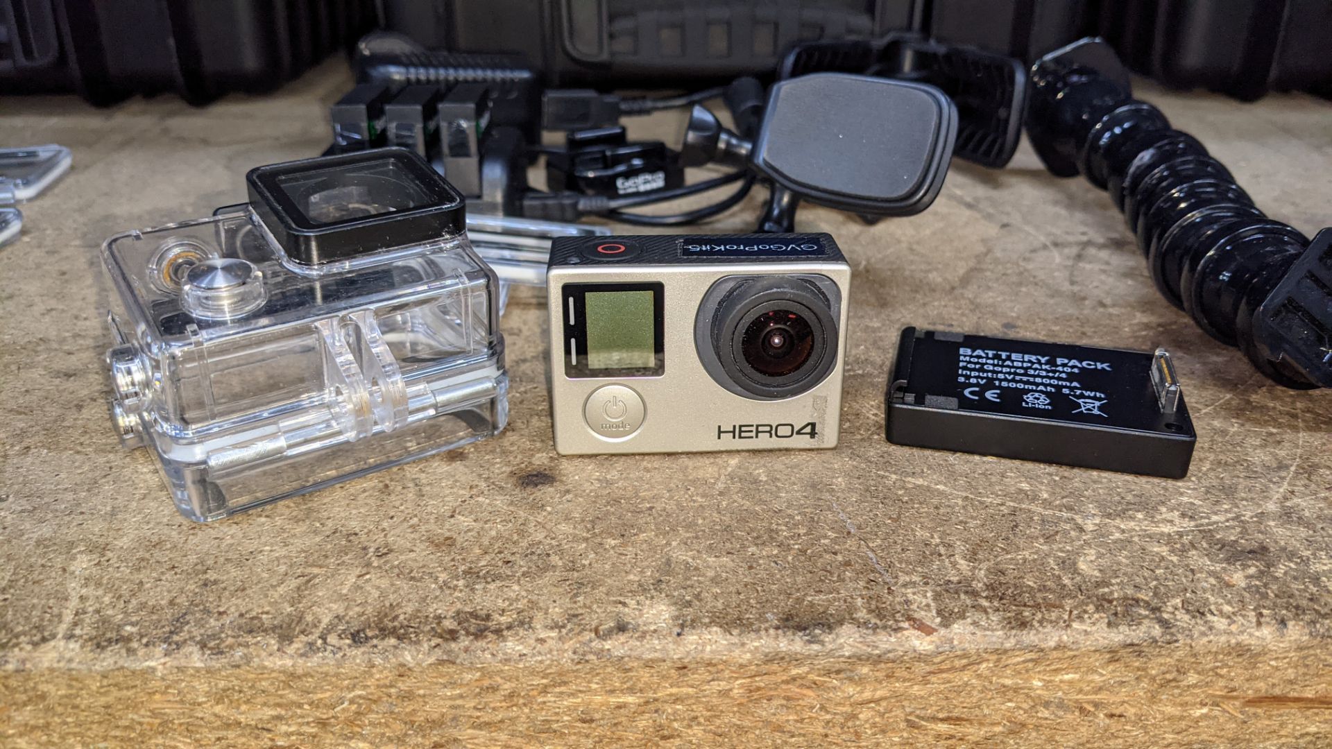 GoPro Hero 4 camera kit comprising GoPro Hero 4 plus wide variety of batteries, chargers, cases & mo - Image 4 of 15