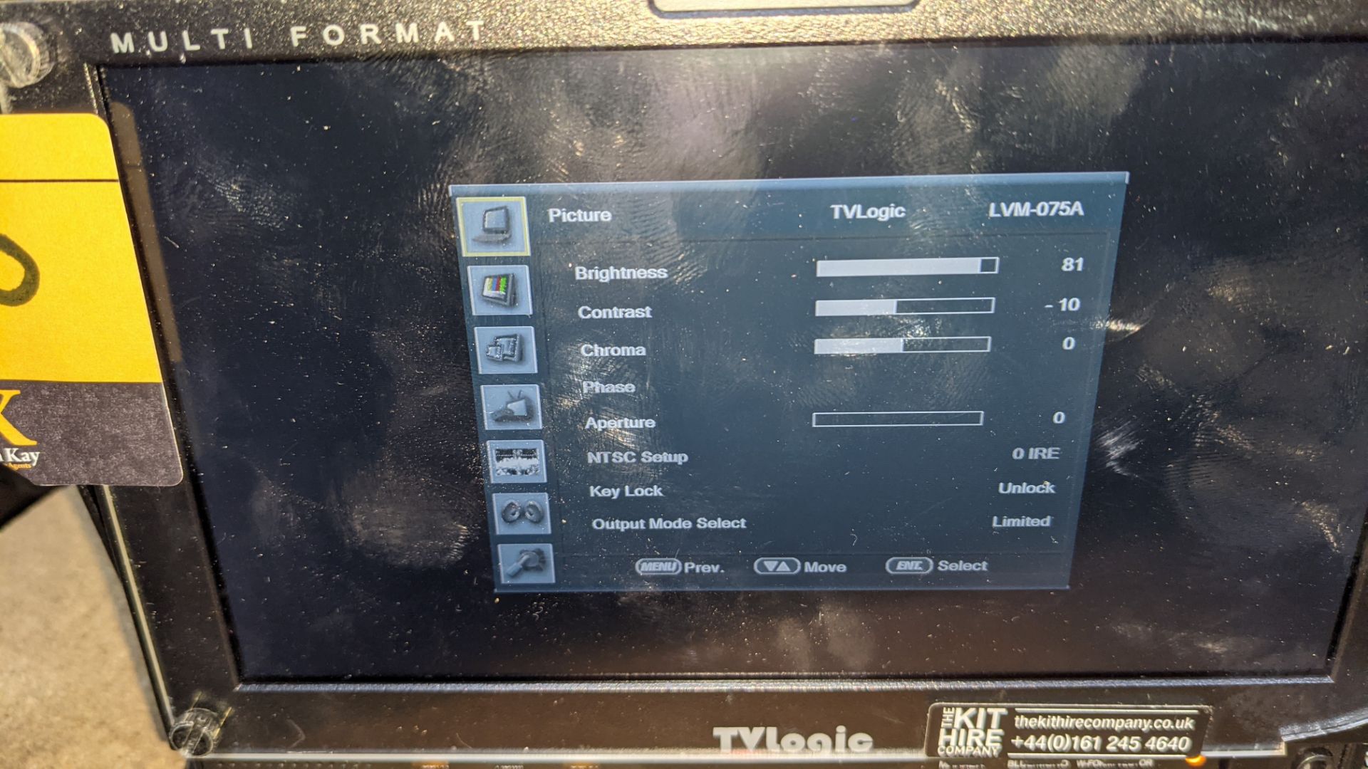 TVLogic multi format LCD monitor model LVM-075A, including hinged bracket & power supply - Image 5 of 12