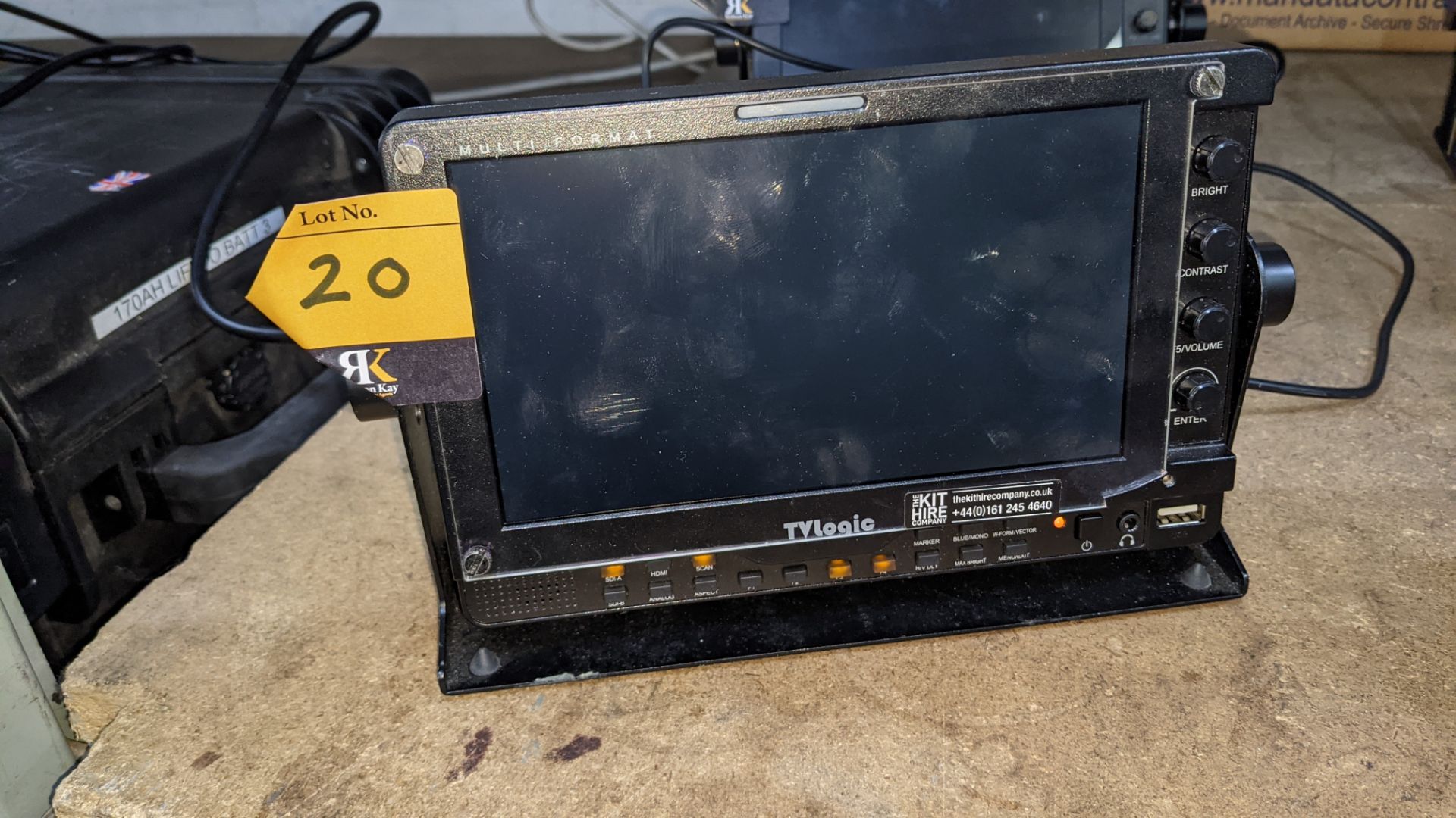 TVLogic multi format LCD monitor model LVM-075A, including hinged bracket & power supply - Image 3 of 12