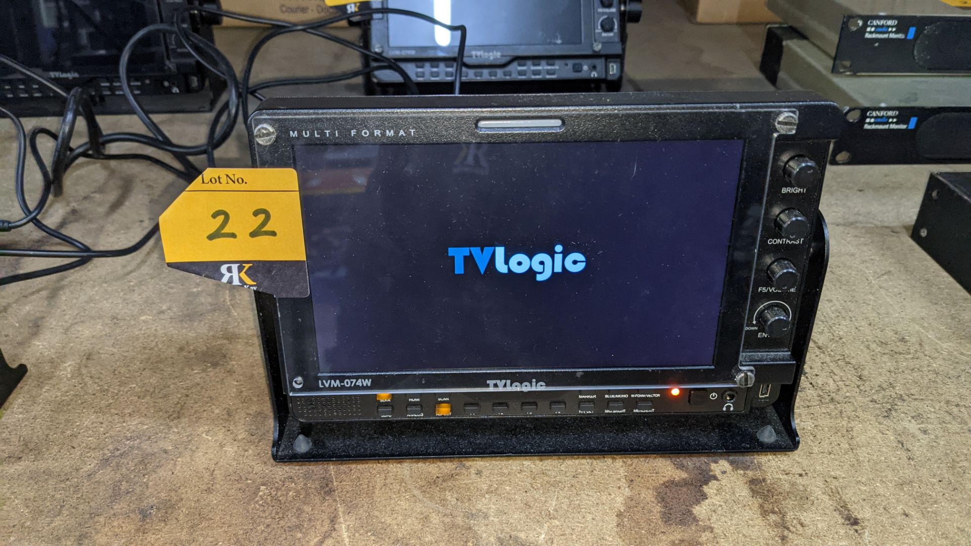 TVLogic multi format LCD monitor model LVM-074W, including hinged bracket & power supply