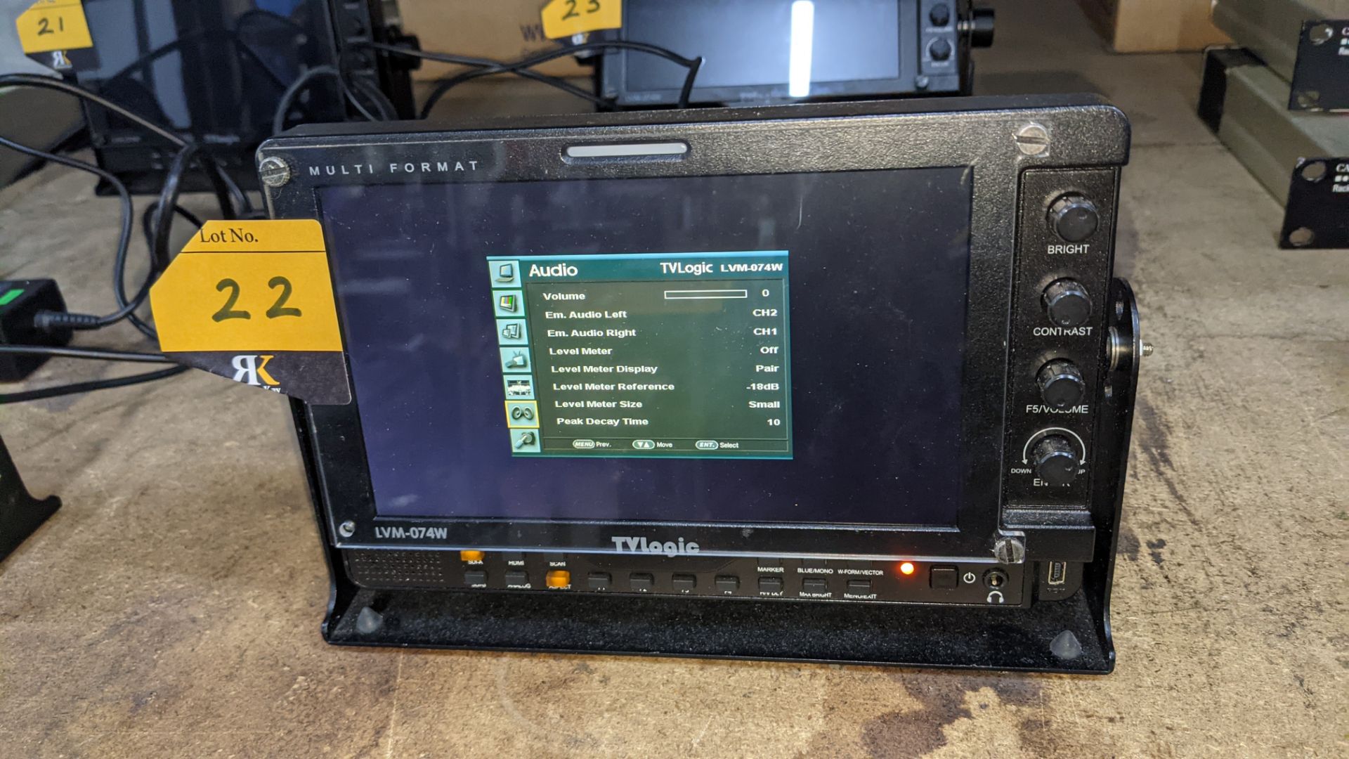 TVLogic multi format LCD monitor model LVM-074W, including hinged bracket & power supply - Image 6 of 12
