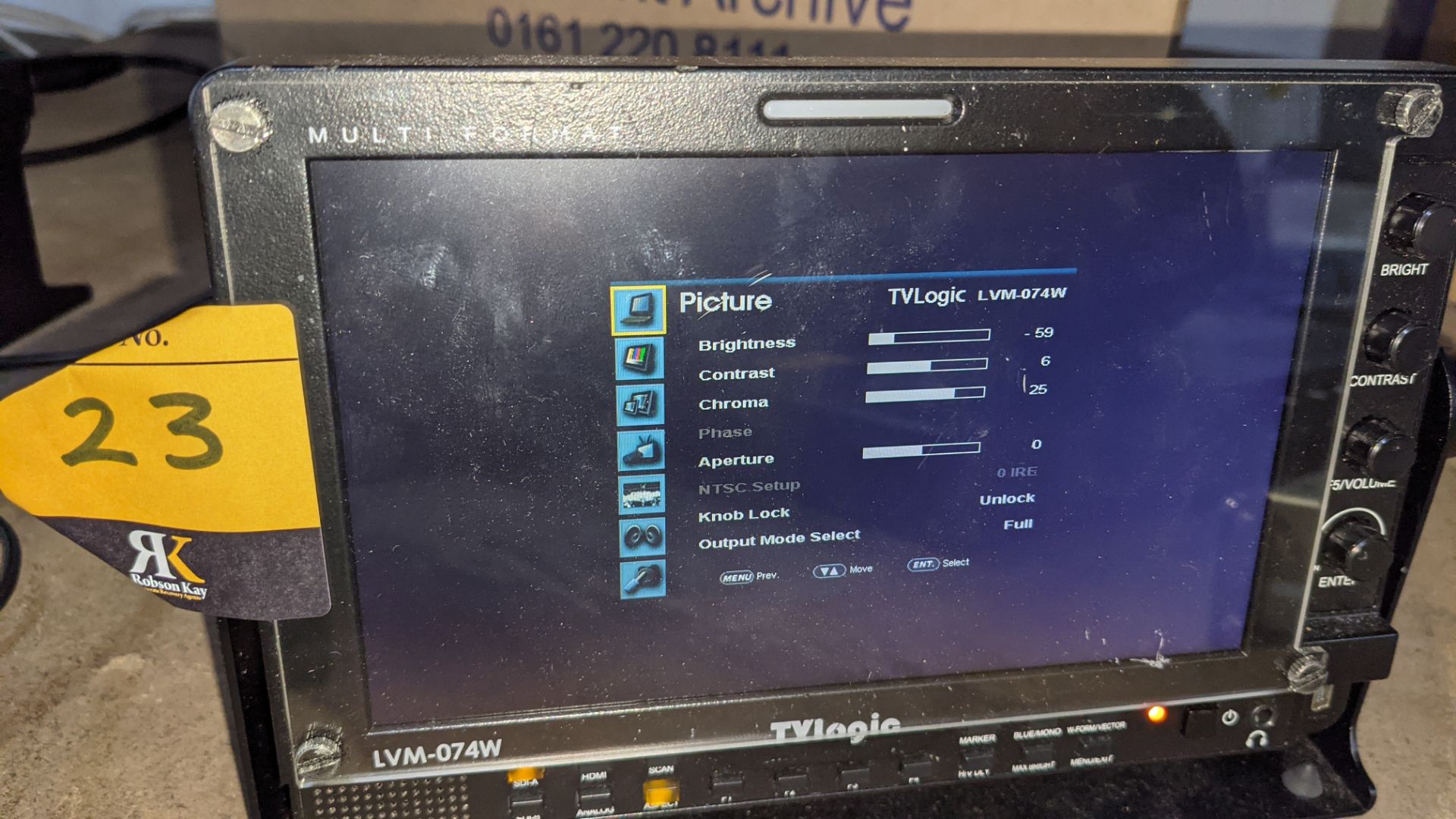 TVLogic multi format LCD monitor model LVM-074W, including hinged bracket - NB No power supply - Image 7 of 11