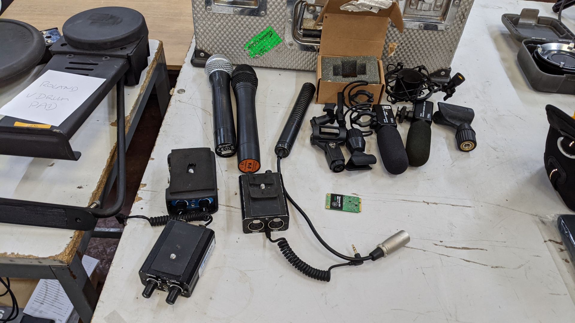 Quantity of assorted microphone equipment & carry case for use with same NB. Includes hand-held micr - Image 17 of 18