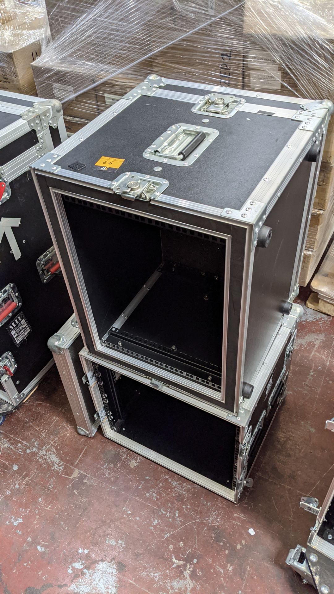 2 off racks comprising 1 off 8U & 1 off 10U, both incorporated into flight cases, one with a clip on - Image 3 of 8