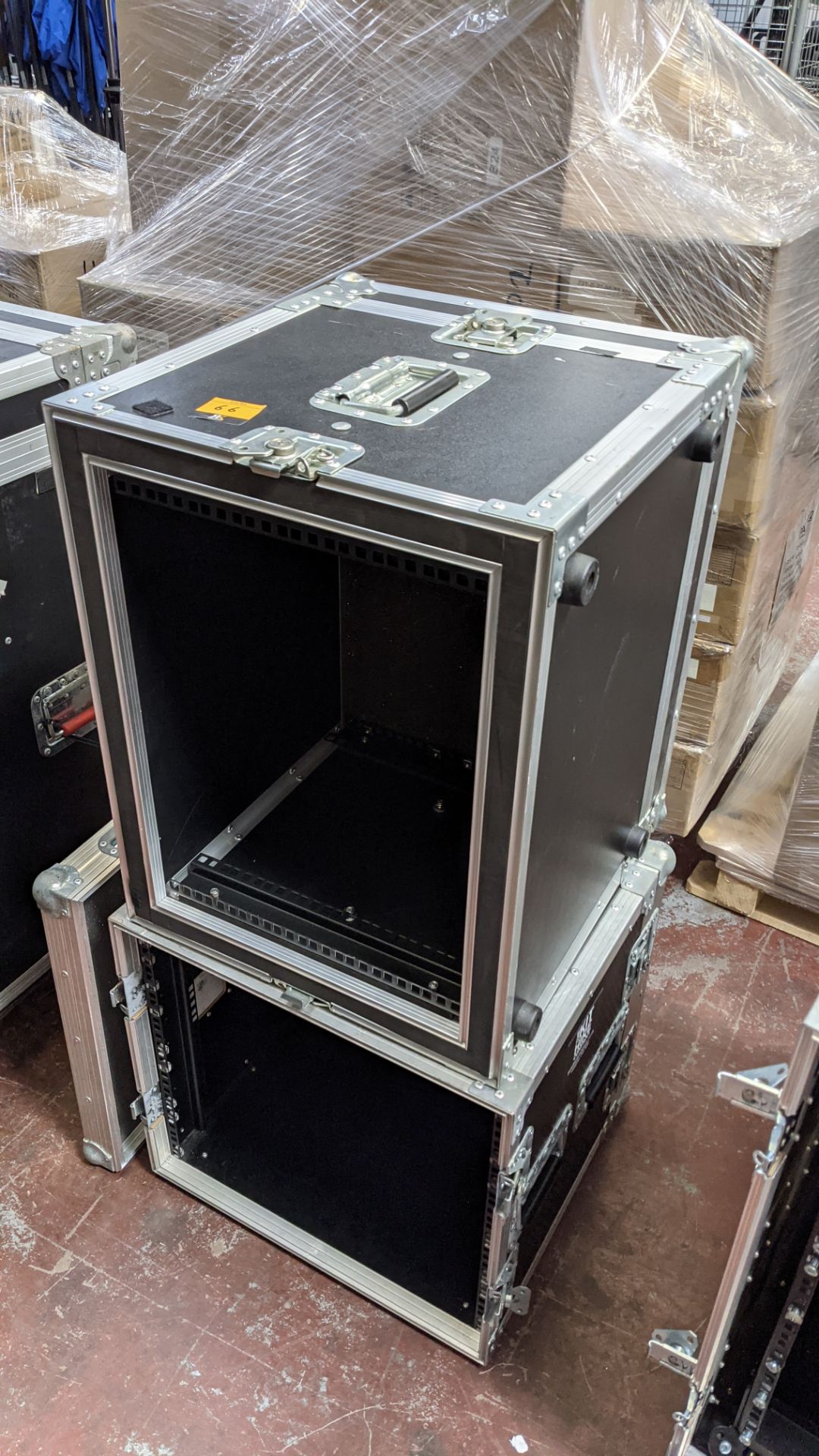 2 off racks comprising 1 off 8U & 1 off 10U, both incorporated into flight cases, one with a clip on - Image 2 of 8