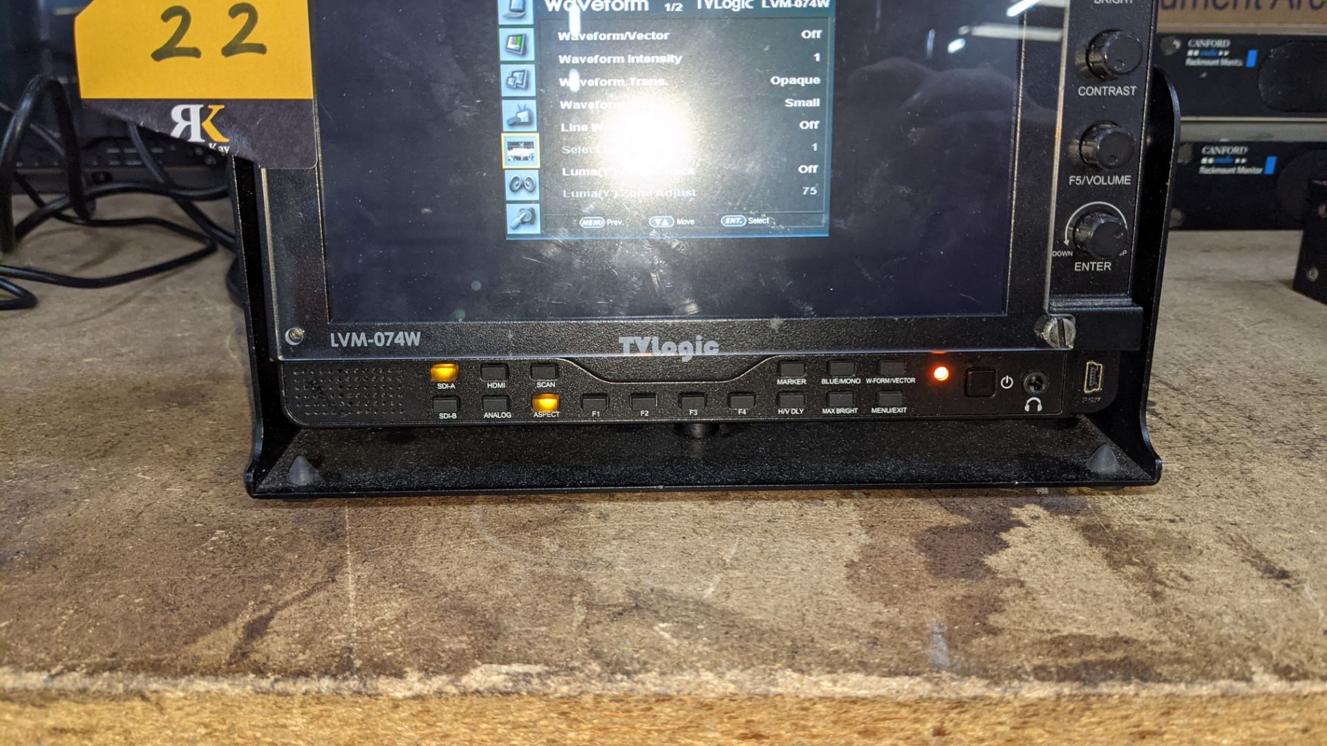 TVLogic multi format LCD monitor model LVM-074W, including hinged bracket & power supply - Image 8 of 12