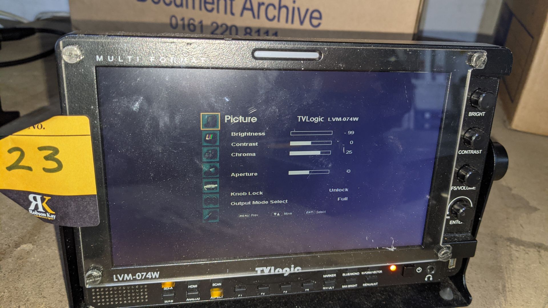 TVLogic multi format LCD monitor model LVM-074W, including hinged bracket - NB No power supply - Image 6 of 11