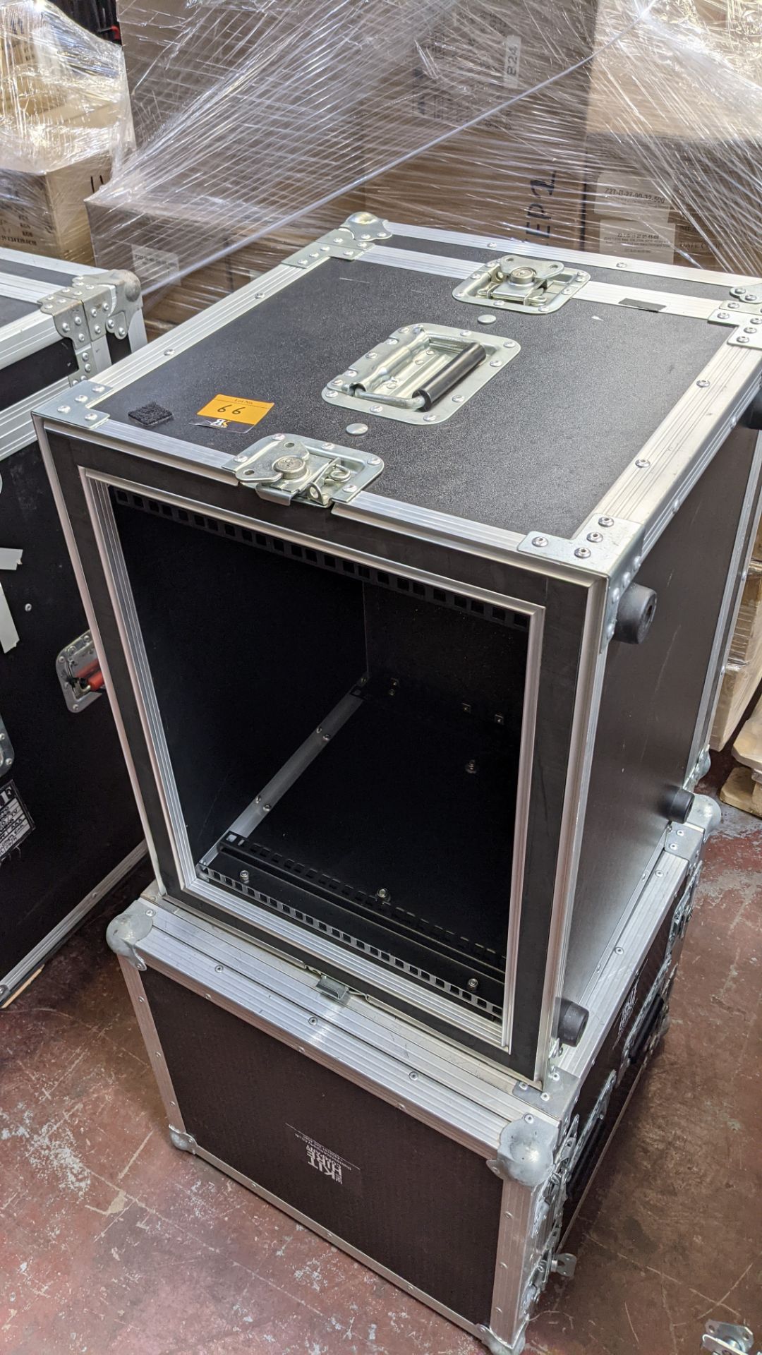 2 off racks comprising 1 off 8U & 1 off 10U, both incorporated into flight cases, one with a clip on - Image 8 of 8