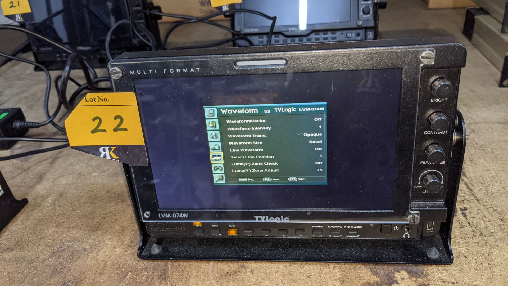 TVLogic multi format LCD monitor model LVM-074W, including hinged bracket & power supply - Image 7 of 12