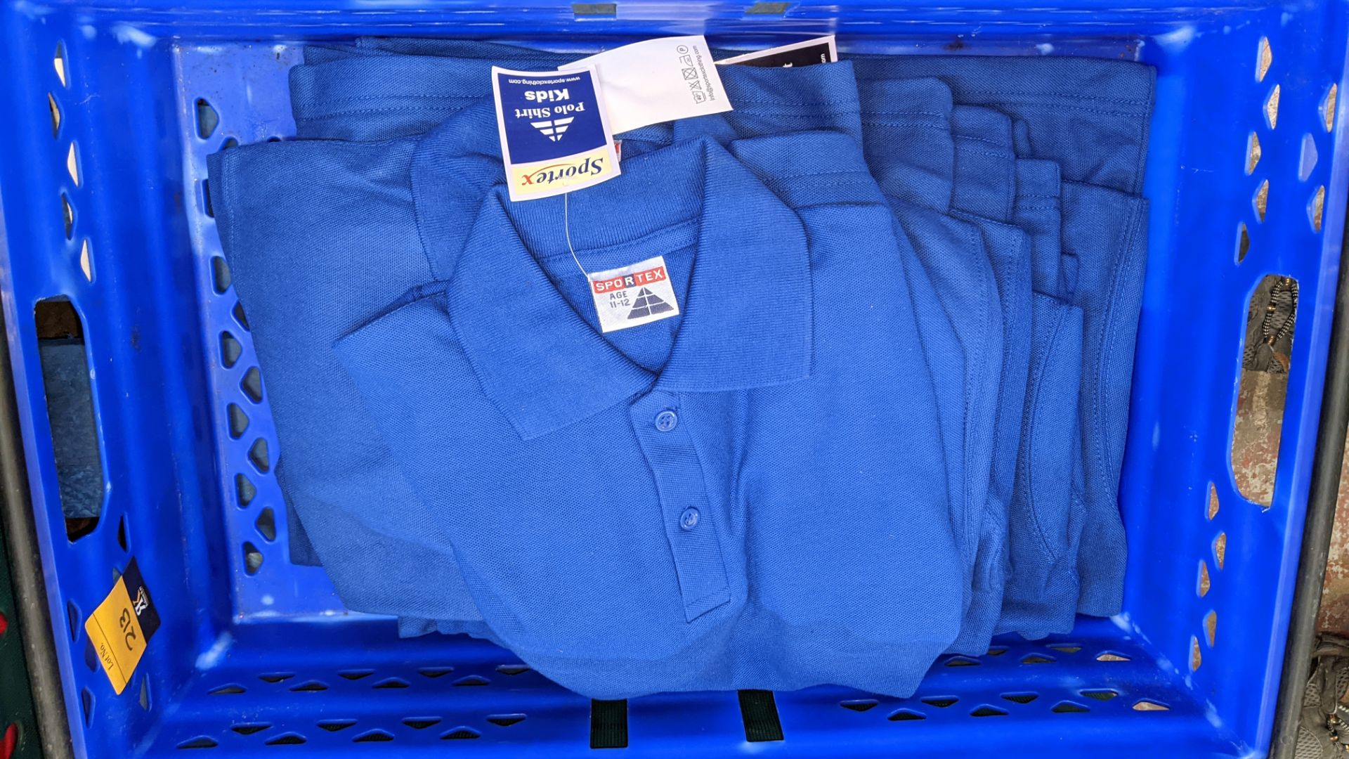 Approx 12 off Sportex children's blue polo shirts - the contents of 1 crate. NB crate excluded - Image 4 of 5